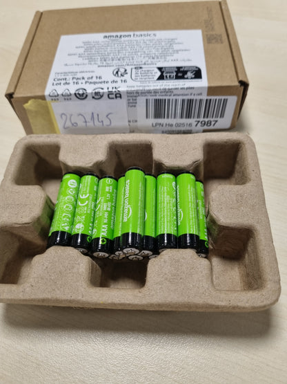 267145 - AMAZON BASICS Pako me 16 bateri të rikarikueshme AAA NiMH, 800 mAh, 1.2 V, të rikarikueshme deri në 1000 herë