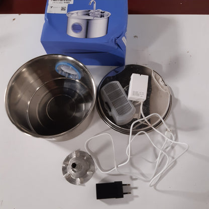 256849 - Shatërvan uji për mace prej çeliku inox, automatik, me dritare niveli uji, Dispenser uji elektrik i heshtur 2.6L me rubinet për qen të vegjël