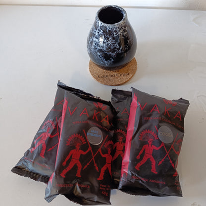 224461 - MATE GREEN Set Filxhanësh | Filxhan Qeramik "Marmol Dark" 350ml, Çelik Inoks Bombilla, Çaj Vakapi Mate nga Paraguai, Alternativë Kafeje, Blu