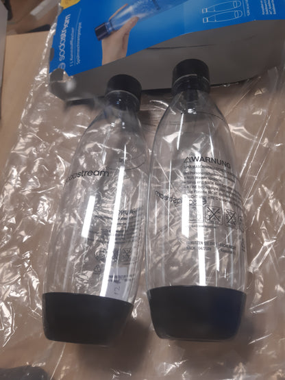 256121 - SODASTREAM Fuse – 2 shishe uji të ripërdorshme, 1 L, të sigurta për larje në enëlarëse, të pajtueshme me Gaia; Duo; E-Duo; Spirit; Terra; E-Terra; Art; Enso; Power; Easy; One Touch, e zezë