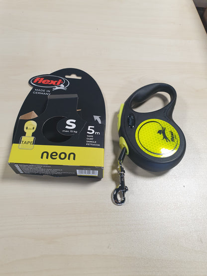 257251 - FLEXI® Lidhëse e tërheqshme Neon S 5m e zezë/e verdhë neoni për qen deri në maksimum 15 kg