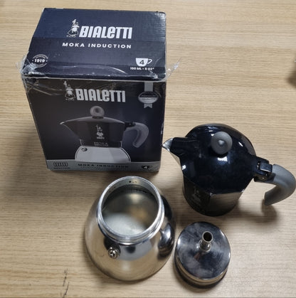 245536 - BIALETTI Makinë kafeje me induksion Moka, Tenxhere Moka, e përshtatshme për të gjitha sobat, 4 gota Espresso (150ml), e zezë