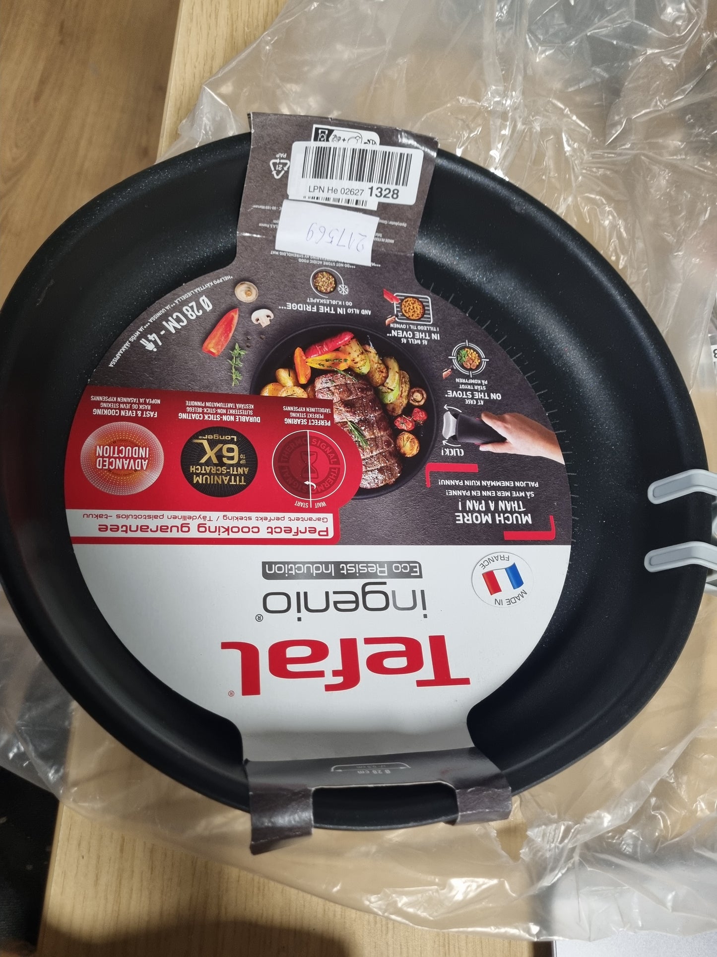 217569 - TEFAL Tigan Ingenio 28 cm, Induksion, Veshje jo-ngjitëse, Tregues fillimi gatimi, I stivueshëm, I pajtueshëm me lavastovilje, Prodhuar në Francë, Eco Resist L3970603