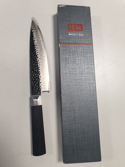 255339 - THIKË KUZHINE SHAN ZU 20 CM, THIKË KUZHINE JAPONEZE PREJ ÇELIKU 9CR18MOV ME KARBON TË LARTË, TEH I FALKUAR ME 7 SHTRESA, THIKË GYUTO ULTRA E MPREHTË ME DOREZË G10