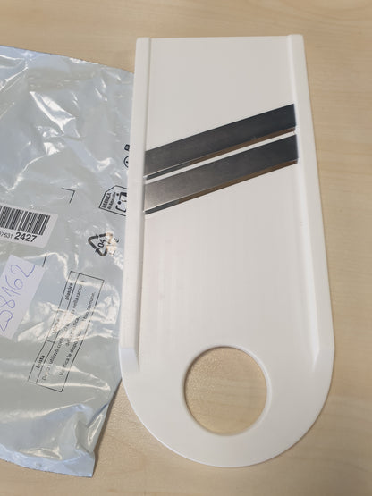 258162 - FACKELMANN prerëse perimesh me mbajtëse ushqimi, 2 tehe çeliku inox, prerëse kastraveci me cilësi të lartë, ngjyra: e bardhë/e zezë, sasia: 1 copë, 29x13 cm