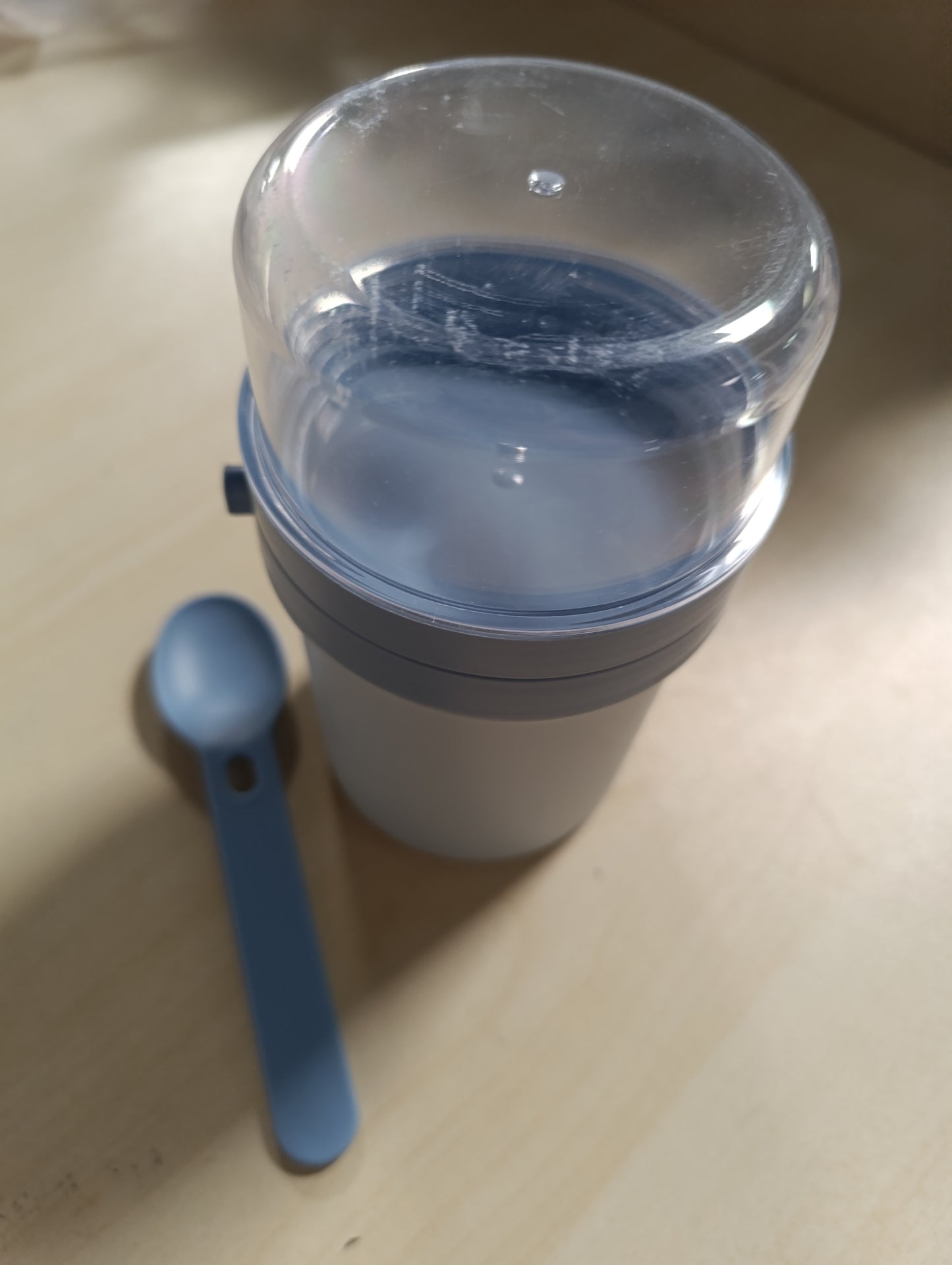 229876 - SWKIEN Filxhan Musli për të marrë me vete, kapacitet 450ml+250ml, me lugë, Tenxhere për drekë (Nordic Blue)