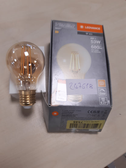 247618 - LEDVANCE Llambë LED Smart me Teknologji WiFi, Bazë E27, Errësim, E Bardhë e Ngrohtë (2400K), Zëvendëson Llamba Inkandeshente 53W, SMART+ WiFi Klasike, Pako me 1