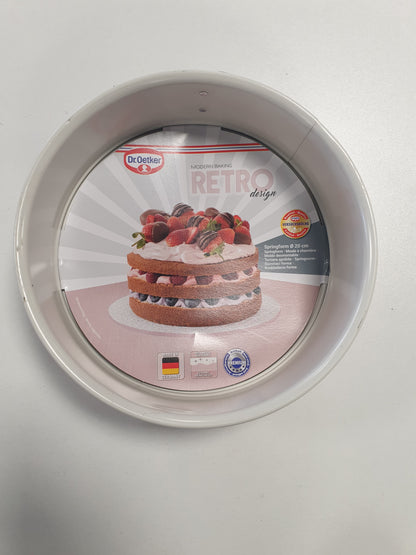 168201 - DR. OETKER Tavë për Pjekje Moderne me Bazë të Sheshtë Ø20 cm - Dizajn Retro, Shtresë Dyngjyrëshe Qeramike Jo-ngjitëse, Rezistente ndaj Nxehtësisë deri në 230°C, Garanci 5-vjeçare