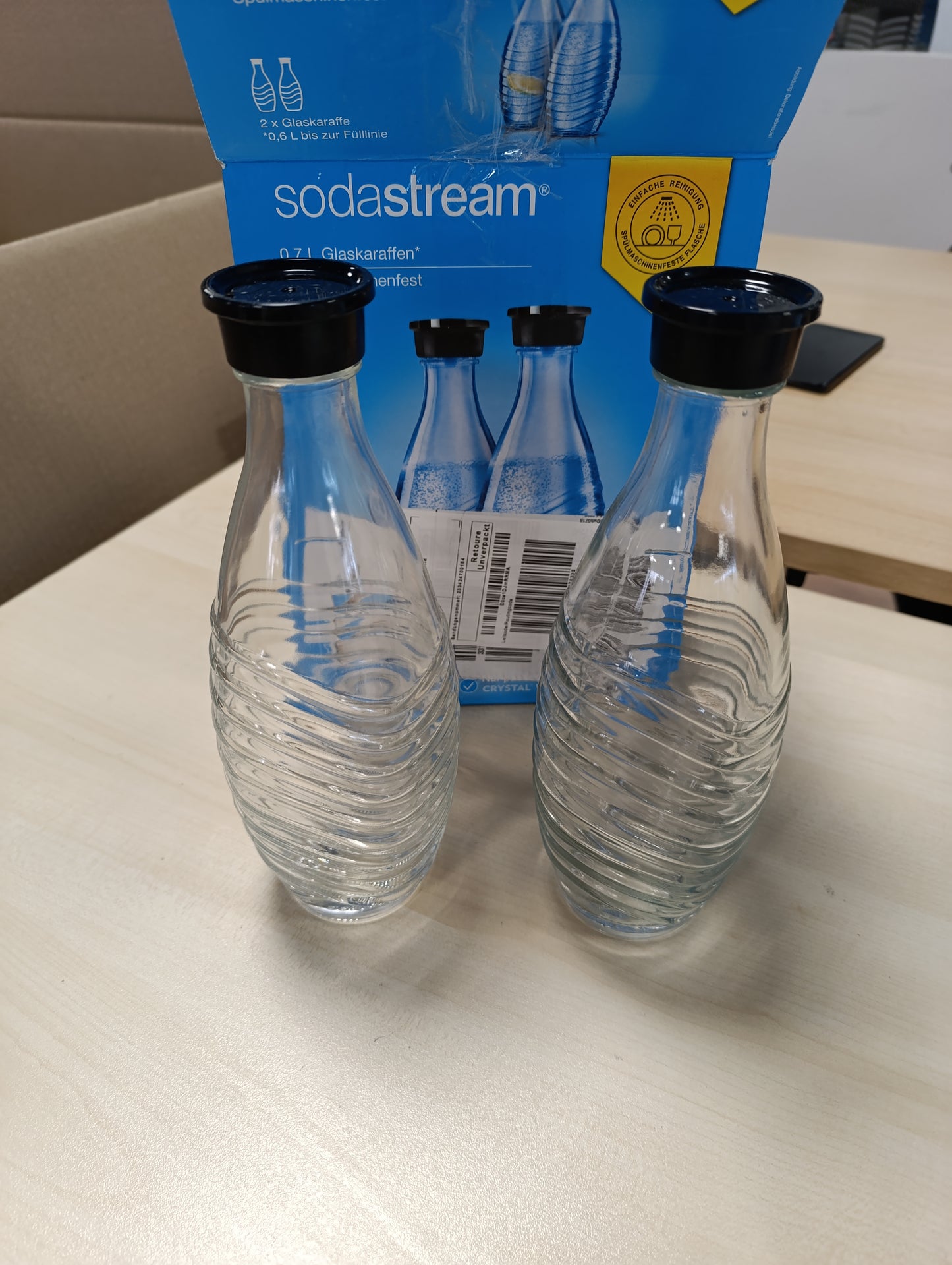 253045 - SODASTREAM Karafe qelqi, Set me 2, 0.7 L, e ripërdorshme, e sigurt për lavastovilje, e përputhshme me Penguin dhe Crystal
