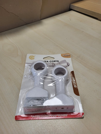 256877 - GIRASOLE HOME Mbështetëse e Shkurtër Druri 112 mm për Shufra me Diametër deri në 28 mm, 2 Copë (E Bardhë)