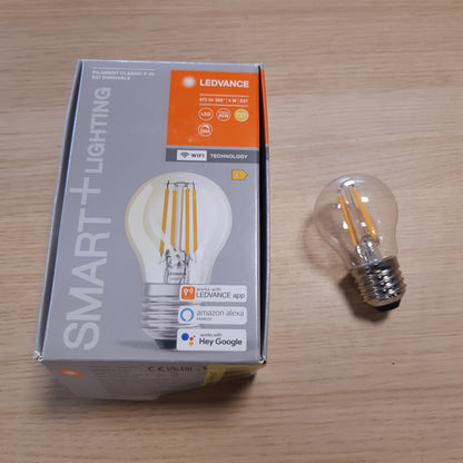 169142 - LEDVANCE Llambë LED E27 me Formë Mini-Sfere, Dizajn Filamentesh, WiFi 4W (470 lumen), Zëvendëson Llambën Inkandeshente 60W, me Errësim, Ngjyra e Bardhë e Ngrohtë, e Pajtueshme me Alexa dhe Google Assistant, Njësi në Pako