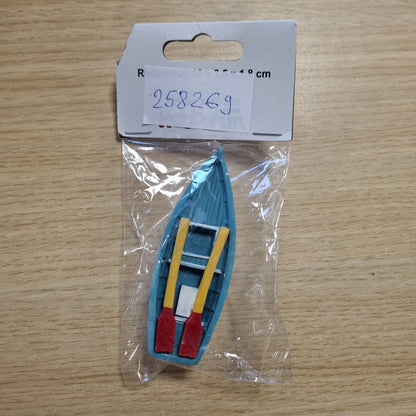 258269 - HOBBYFUN Varkë me rrema, 10 x 3.5 x 1.8 cm, plastike, dekorative, blu