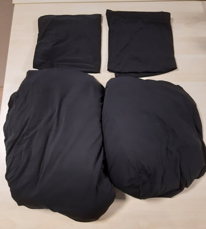231269 - ShowyLive Mbulesë divani, Set me 2 pjesë për divan këndor, Mbulesë divani në formë L, 2 vende + 3 vende, me 2 mbulesa jastëkësh, e zezë