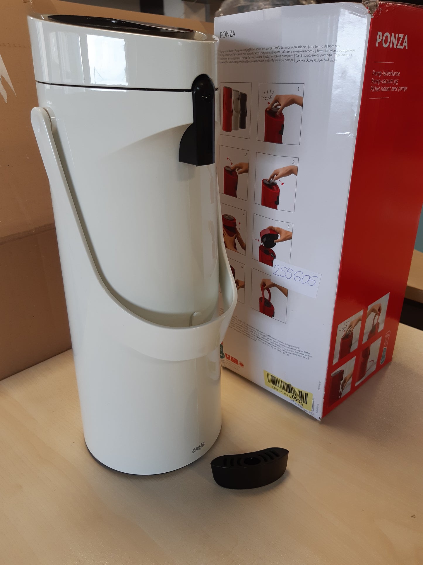 255606 - Emsa GmbH 515707 Ponza ISO Termos Shishe 1.9 l, Çelik Inoks, 17 x 16.5 x 39 cm, i Bardhë