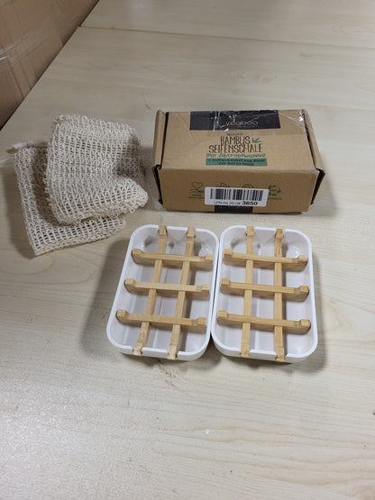 216810 - VEGBOO® Set Sapunësh prej Bambuje, 2 pjesë, pa plastikë, ngjyrë e bardhë
