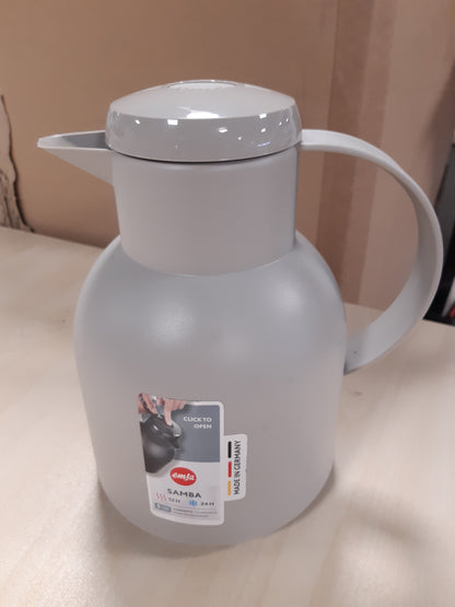 253309 - EMSA Samba F40104 Enë e izoluar, 1L, Mbyllje me shtypje të shpejtë, 100% e papërshkueshme nga rrjedhjet, Mban pijet të nxehta për 12 orë, të ftohta për 24 orë, Gri pluhur