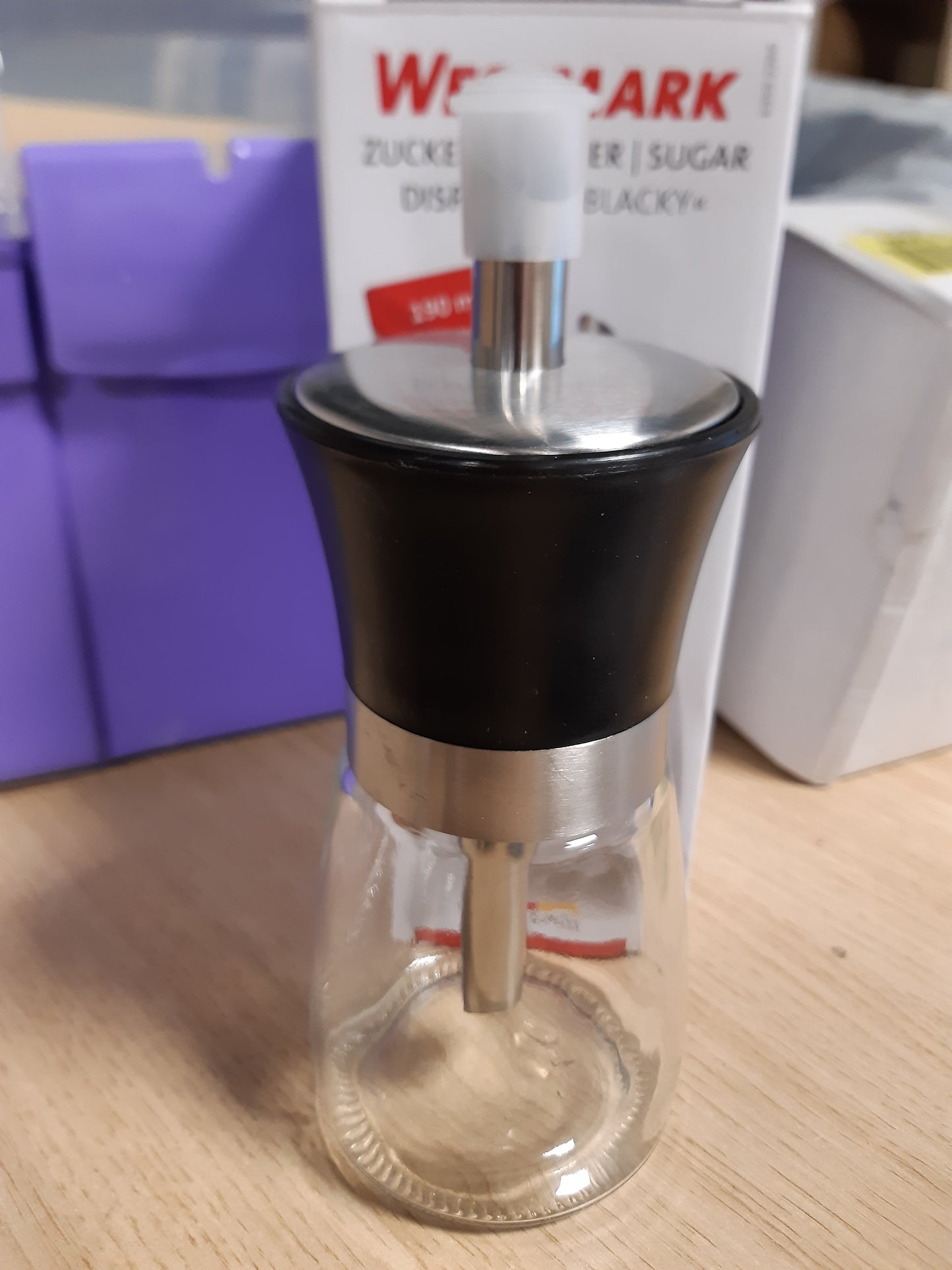 258202 - WESTMARK Dispensator sheqeri, kapaciteti: 190 ml, material: qelqi/çelik inox/plastikë, ngjyrë: e zezë, transparent/i zi/argjendtë, model: 63592260