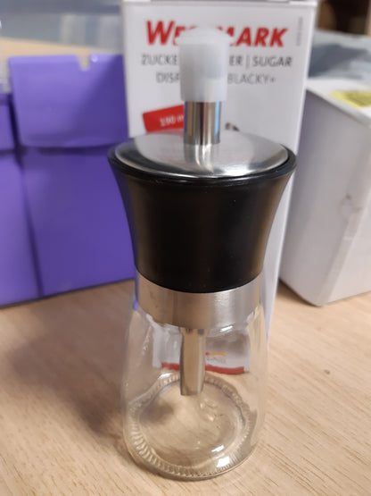 258202 - WESTMARK Dispensator sheqeri, kapaciteti: 190 ml, material: qelqi/çelik inox/plastikë, ngjyrë: e zezë, transparent/i zi/argjendtë, model: 63592260
