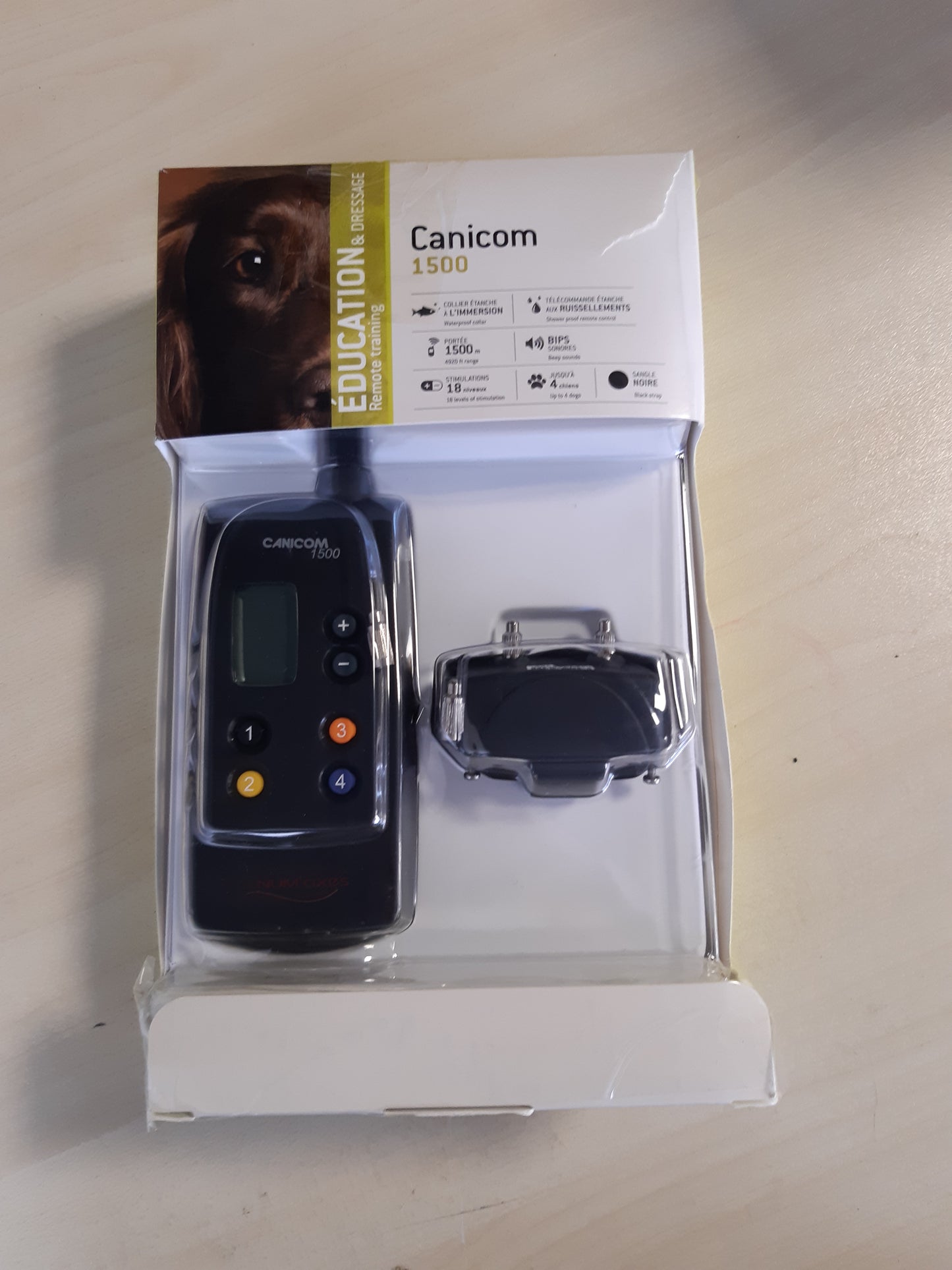 208025 - CANICOM - Kit për Trajnim të Qenve në Distancë 1500, me Funksion Vibracioni dhe Dëgjim me Ndihmë të Radio-Telekomandës