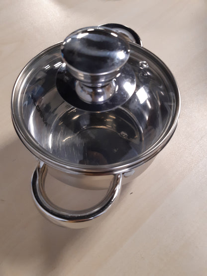 252804 - FLORINA | Tenxhere Oliver 14 cm, 1.3 L, prej çeliku inox me kapak qelqi, e përshtatshme për soba me induksion, gaz, elektrike dhe qeramike.