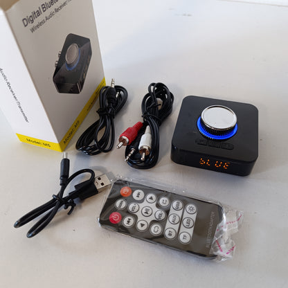 266679 - GLASFLENGTH Adaptues Bluetooth për Sisteme Stereo, marrës Bluetooth 5.4 me kabllo RCA Aux 3.5 mm, latency të ulët, rreze 49ft, marrës audio Bluetooth HiFi për TV/Altoparlantë/Kompjuterë Desktop/Projektorë