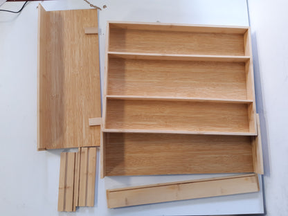 205523 - AVILIA - Mbajtëse takëmesh 5-ndarëse bamuje, e zgjerueshme 33-55cm, Organizues sirtari kursim hapësire, përmasa 43x5 cm