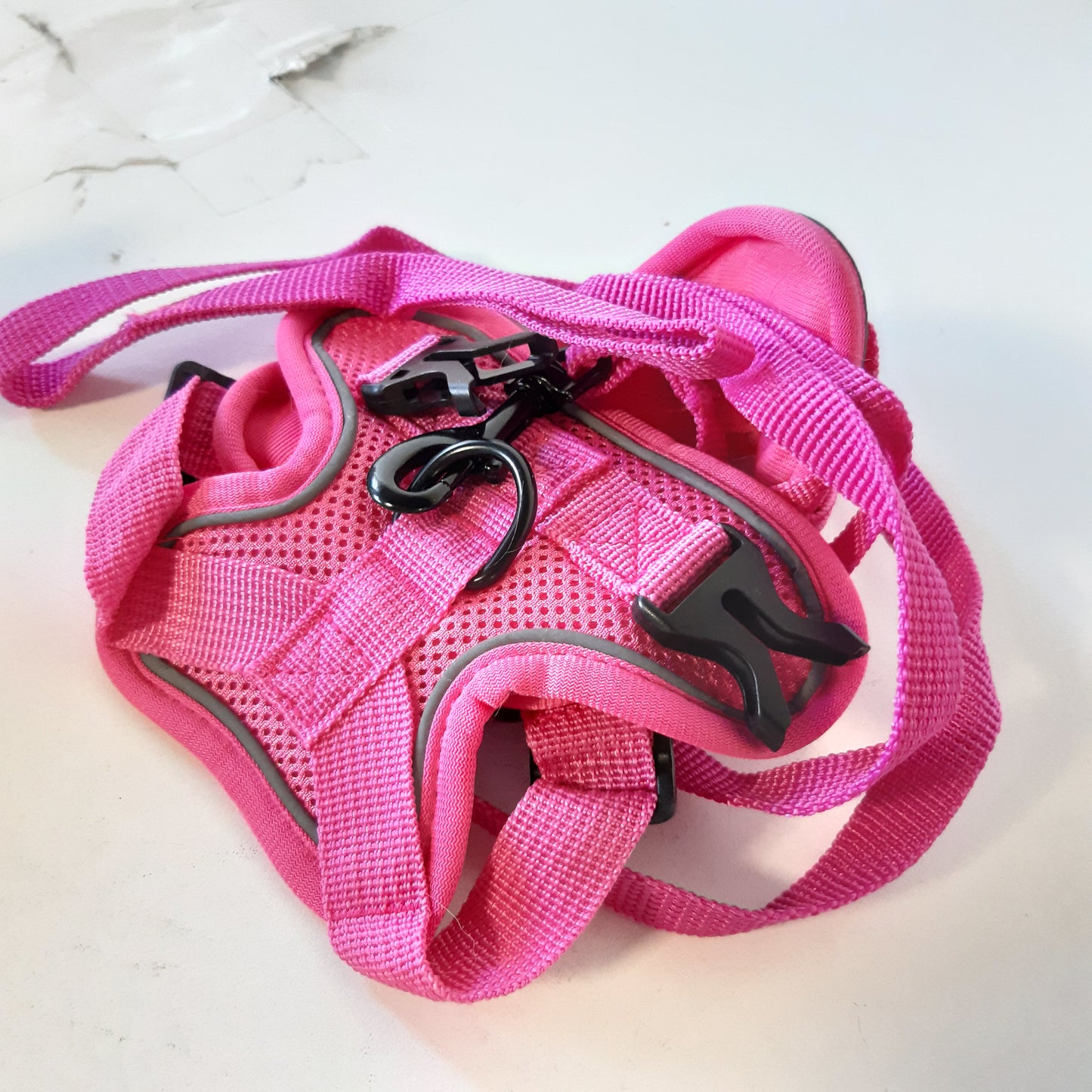 224266 - GLASFLENGTH Parzmore për mace me zinxhir, rezistente ndaj arratisjes, set parzmoresh të rregullueshme, vija reflektuese, e kuqe rozë-M