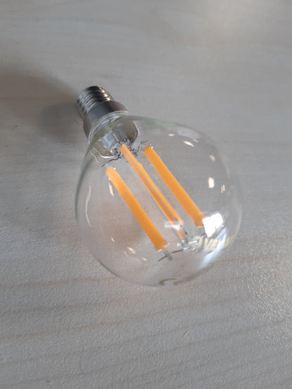 258454 - VELAMP LLAMBË FILAMENT LED - FORMË SFERE (P45) - BAZË E VOGËL ME VIDË (E14) - FUQI 6W EKUIVALE ME 60W - SHKËLQIM 806LN - TEMPERATURA E NGJYRËS 2700K