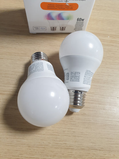 215275 - AMAZON BASICS Llambë LED inteligjente E27, 8W (ekuivalente me 60W), funksionon vetëm me Alexa, pako me 2