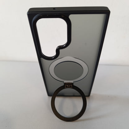 266947 - HUAWEI Mbrojtëse për Samsung Galaxy S23 Ultra, Mbajtëse e fortë magnetike e padukshme e unazës, mbrojtje e gradës ushtarake, Mbrojtëse rezistente ndaj goditjeve për Samsung S23 Ultra, e zezë
