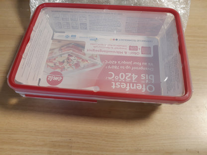 213917 - EMSA Enë drejtkëndëshe qelqi për ushqim, 3 L, e sigurt për furrë deri në 420°C, e sigurt për të ftohtë deri në -40°C