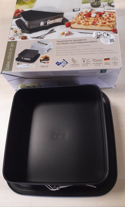 208436 - ZENKER Bake, Click & Go - Tavë Katrore me Sustë dhe Kapak për Pjekje dhe Transport, Madhësi 24 x 24 x 8cm