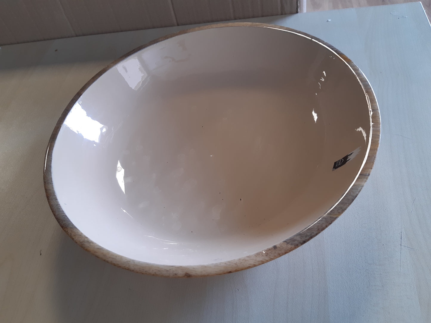 184301 - HOME DECO FACTORY - Tas Sallate DUNE prej Druri Mango, Diametri 33 cm, Ngjyrë Bezhë Kafe