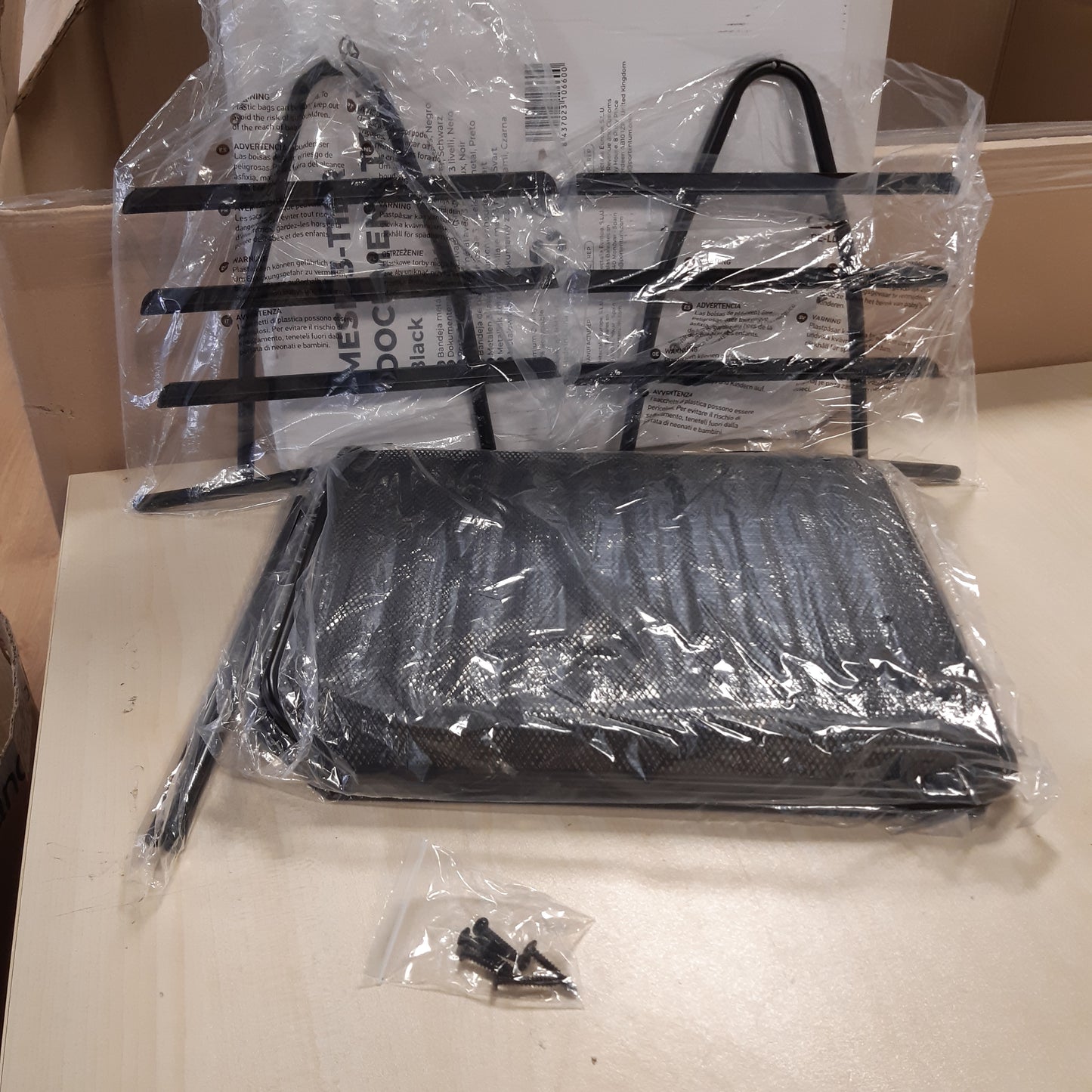 247914 - DETECTALIA Tabakë Organizuese Dokumentesh dhe Tavoline me 3 Kate, e Zezë, Dosje Skedarësh A4, Material Rrjete Metalike