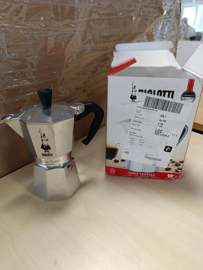 255925 - BIALETTI Moka Express: Makina kafeje Espresso me 6 gota (270ml), alumini, argjendi