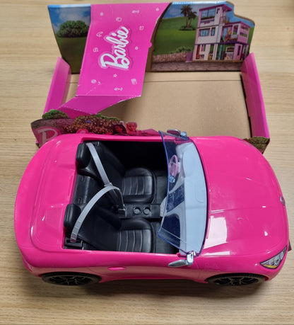 141583 - Automjet Barbie Kabriolet 2-Vendësh, Makinë Rozë me Rrota Rrotulluese dhe Detaje Realiste, Dhuratë për Fëmijë 3 deri në 7 Vjeç