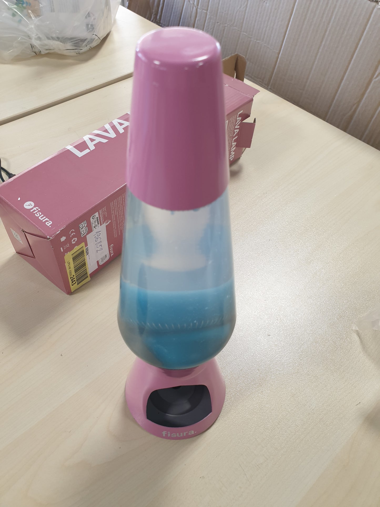 196852 - FISURA - Llambë Lave Me Qiri, Pa Energji Elektrike, Ngjyra Rozë dhe Jeshile, 29cm x 8.5cm (Qiriu Nuk Përfshihet), Materiali Ekologjik