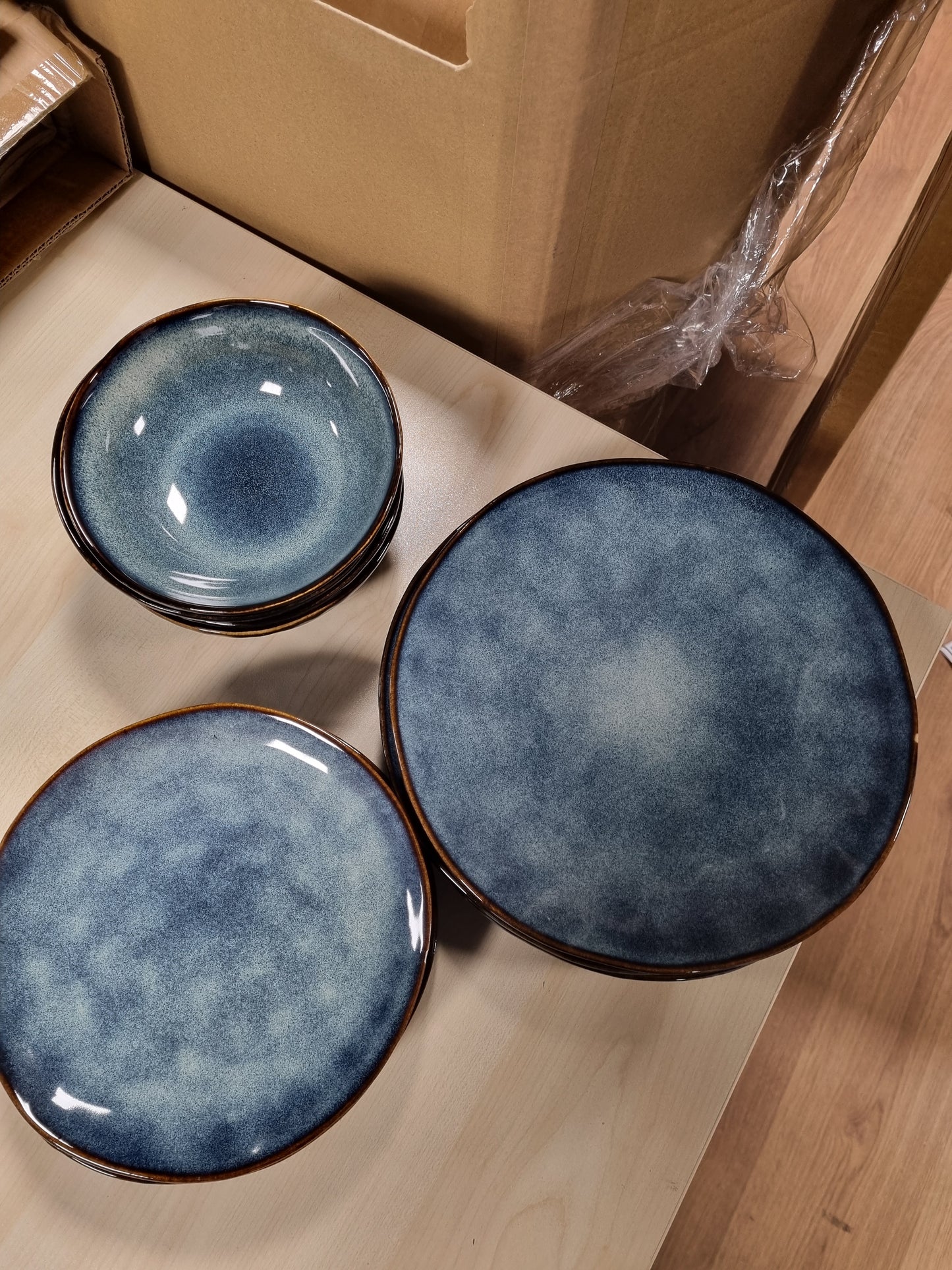 191076 - SÄNGER - Set Enësh Darke 12-Pjesësh Darwin, Gresi, Për 4 Persona, Përfshin Pjata Darke, Ëmbëlsire dhe Supe, Blu, Punuar me Dorë, KOLEKSIONI PREMIUM