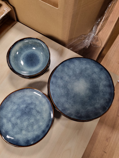 191076 - SÄNGER - Set Enësh Darke 12-Pjesësh Darwin, Gresi, Për 4 Persona, Përfshin Pjata Darke, Ëmbëlsire dhe Supe, Blu, Punuar me Dorë, KOLEKSIONI PREMIUM