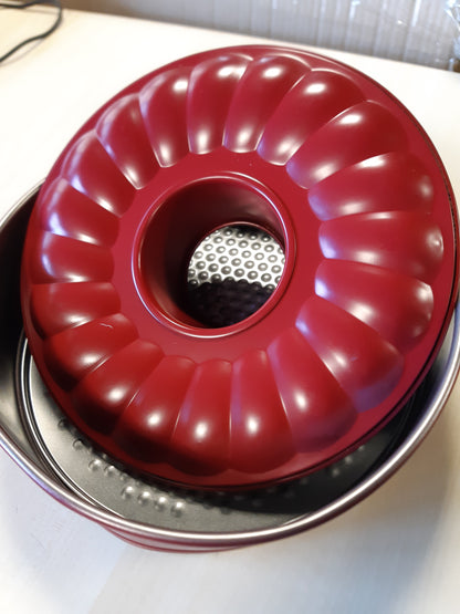 237211 - WENCO Tavë pjekjeje me sustë 26 cm, tavë torte e rrumbullakët, rezistente ndaj rrjedhjeve, me shtresë jo ngjitëse, e kuqe