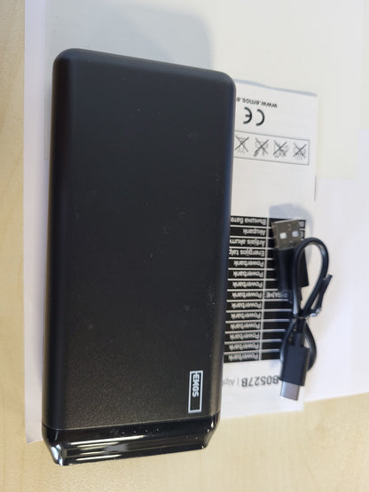 266528 - EMOS ALPHA 10S Powerbank 20,000mAh, 2 Dalje USB-A, 1 Hyrje Micro USB, për iPhone, iPad, Telefona Smartphone, Tableta - E Zezë