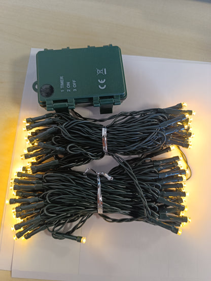 229919 - DALUGO DRITA TELI PËR JASHTË ME BATERI, 10M 100 DRITA TELI LED TË BARDHA TË NGROHTA ME KABLLË JESHILE DHE KOHËMATËS, IP65 TË PAPËRSHKUESHME NGA UJI PËR DEKORIME TË KRISHTLINDJES TË BRENDSHME DHE TË JASHTME