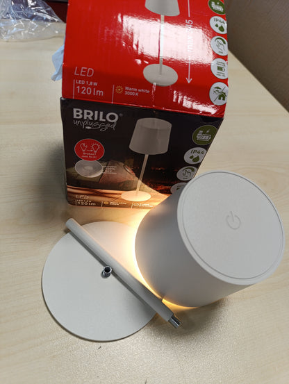 263491 - BRILONER Llambë Tavoline LED Pa Tel IP44, e Errësueshme, Bateri e Zëvendësueshme, 11x34.5 cm, E Bardhë Ngjyrë E Ftohtë