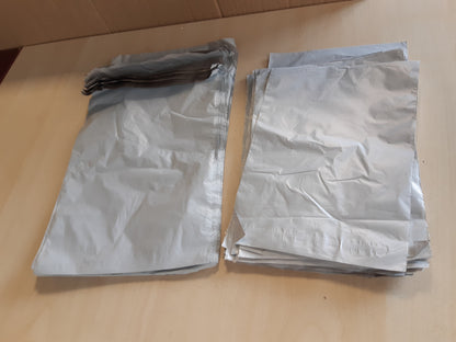 186835 - SACO Çanta Transporti për Dërgesa Mallrash, 100 Copë, me Mbyllje Vetëngjitëse, të Papërshkueshme nga Uji, Material Plastik, Përdorim për Veshje, Pako 3 Madhësi (S, M, L)
