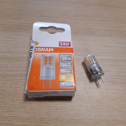 263865 - LLAMBË LED ME KUNJA OSRAM ME BAZË GY6.35, E BARDHË E NGROHTË (2700K), TENSION: 12V, WATT: 2.6W, ZËVENDËSIM PËR LLAMBËN KONVENCIONALE 30W