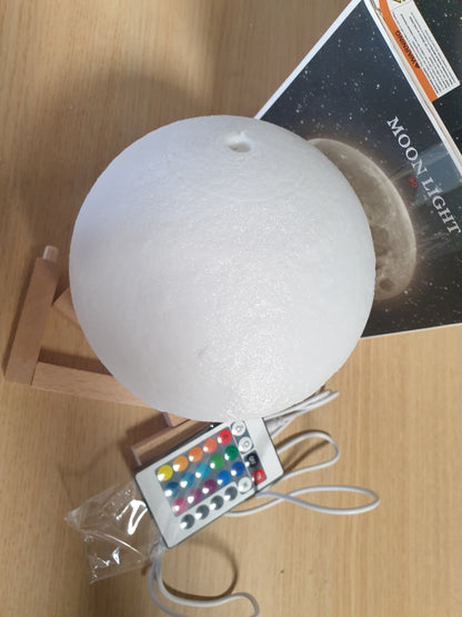 222959 - EXTSUD LLAMBË HËNE 3D, Dritë Nate LED 15cm, e zbehtë me 16 ngjyra, telekomandë dhe çelës me prekje, e rikarikueshme USB