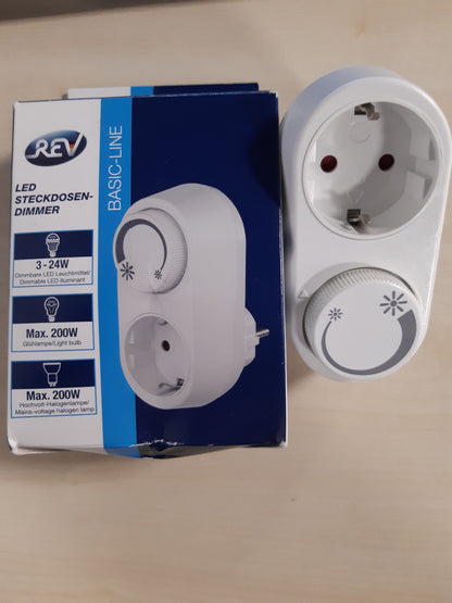 166264 - REV - Rregullues Drite me Prizë për Llamba LED, Inkandeshente dhe Halogjene me Tension të Lartë, me Çelës Rrotullues Ndezje/Fikje dhe Mbrojtje të Shtuar të Kontaktit, Ngjyra e Bardhë