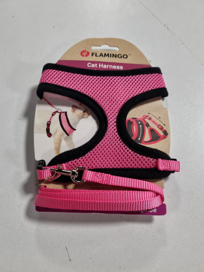 263722 - FLAMINGO PARZMORE PËR MACE ME ZINXHIR, ROZË, MADHËSIA A: 32 CM, B: 36–48 CM, C: 110 CM X 10 MM X 2 MM, NAJLON I RREGULLUESHËM ME RRJETË