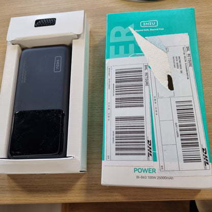 268055 - INIU POWERBANK për laptop, 100W PD3.0, 25000mAh, hyrje dhe dalje kompakte USB-C, bateri e jashtme e pajtueshme me MacBook Pro, Steam Deck, iPhone 17 16 15 Pro, Samsung S22, iPad Pro etj.