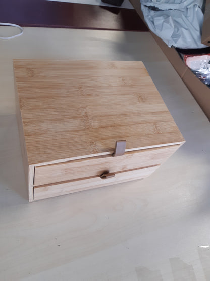 222906 - Relaxdays Organizues Tavoline, 2 Sirtarë, Bambu, 14.5 x 25 x 20 cm
